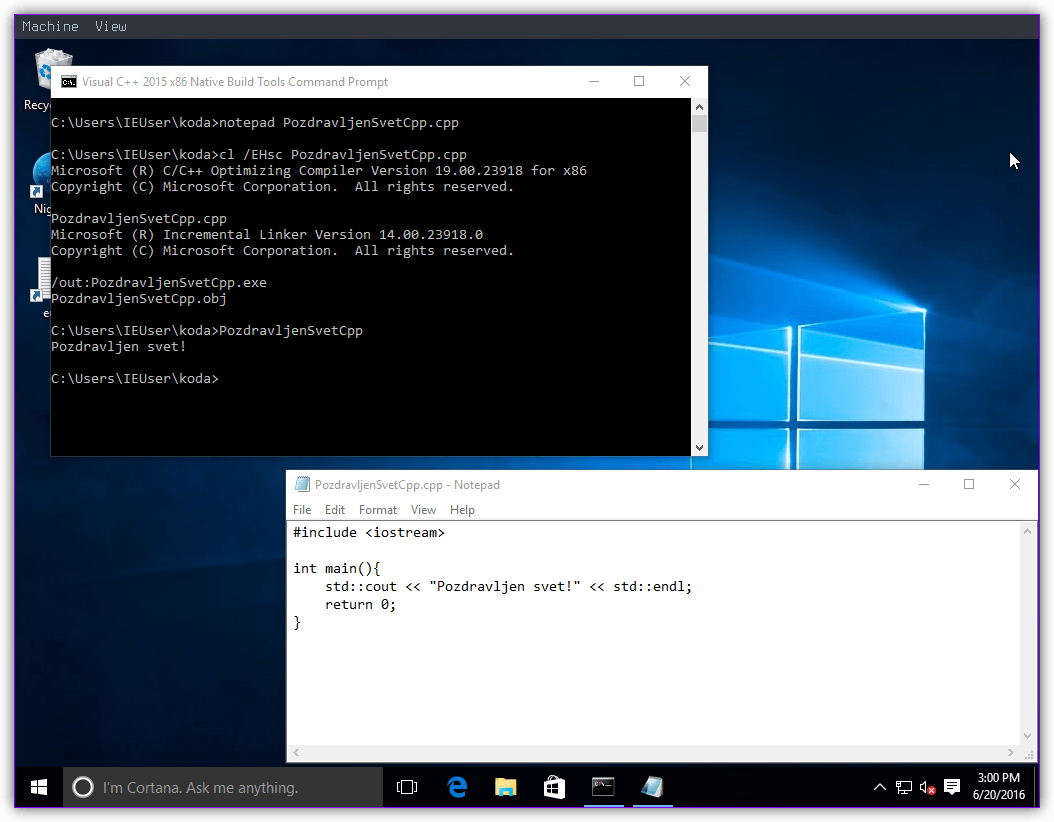 Slika 8: Windows 10 C++